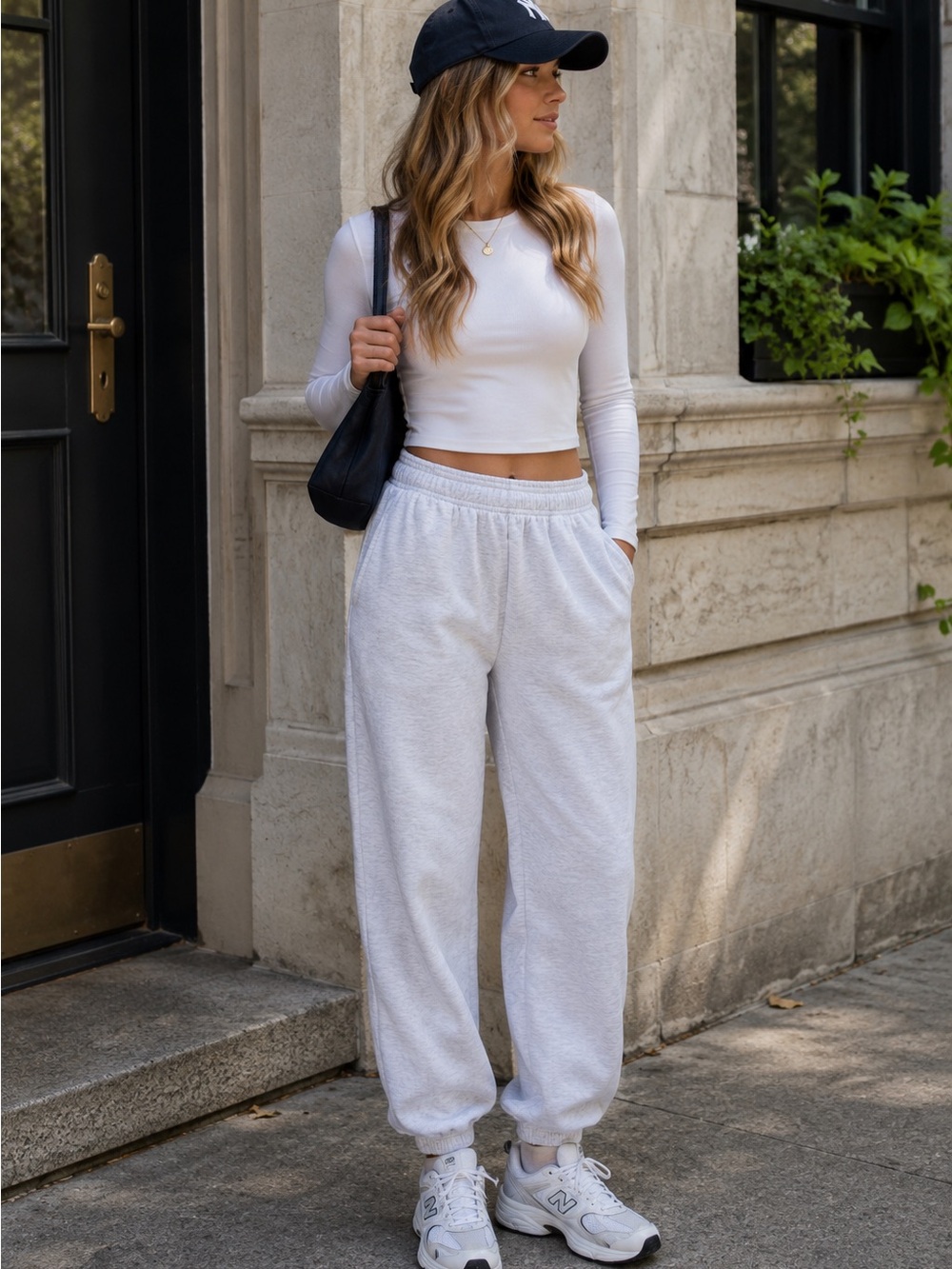 Classic Cream Fleece Joggers for Women